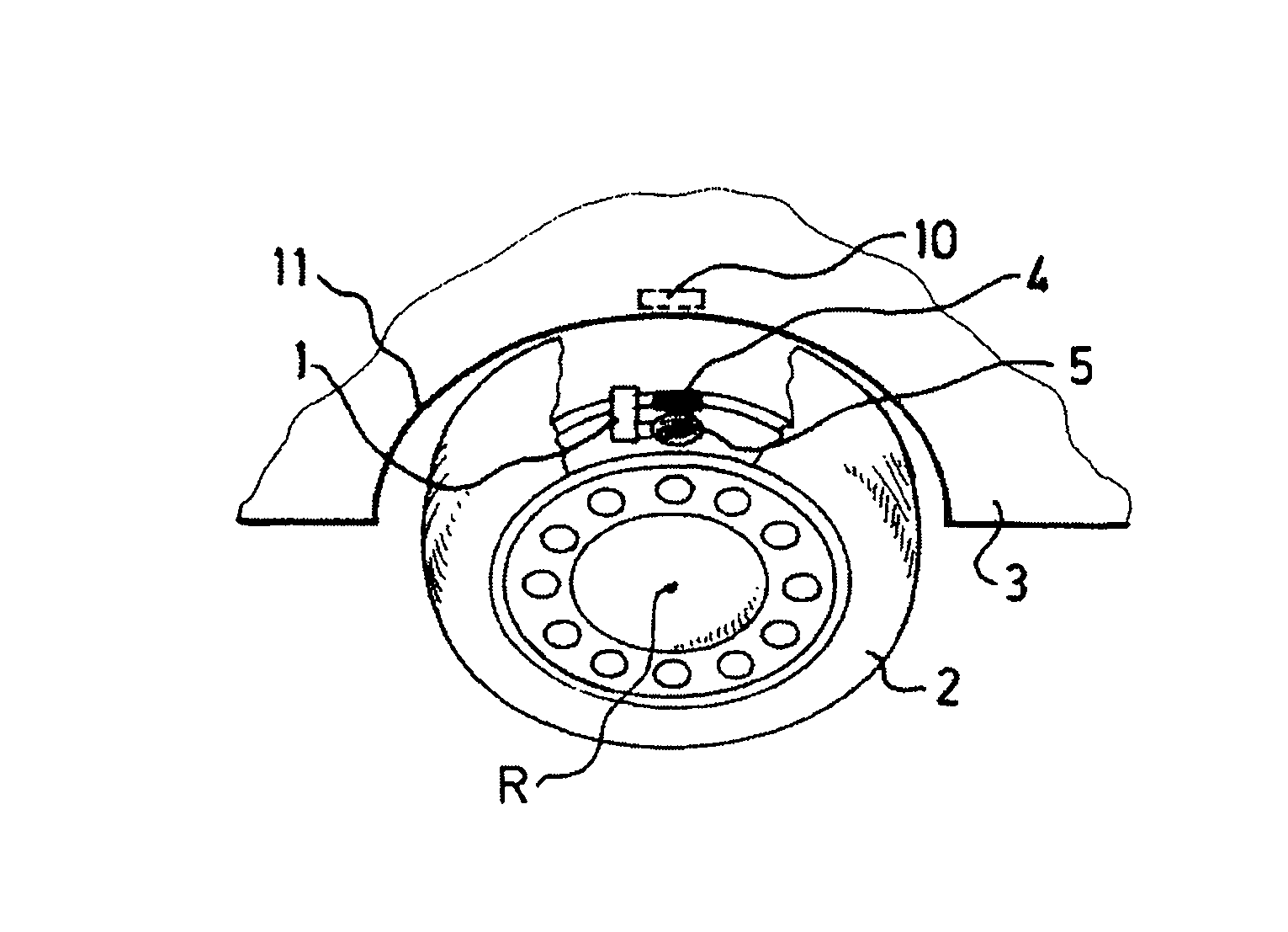 Method and device for locating the position, on the right or on the left, of a wheel of a vehicle