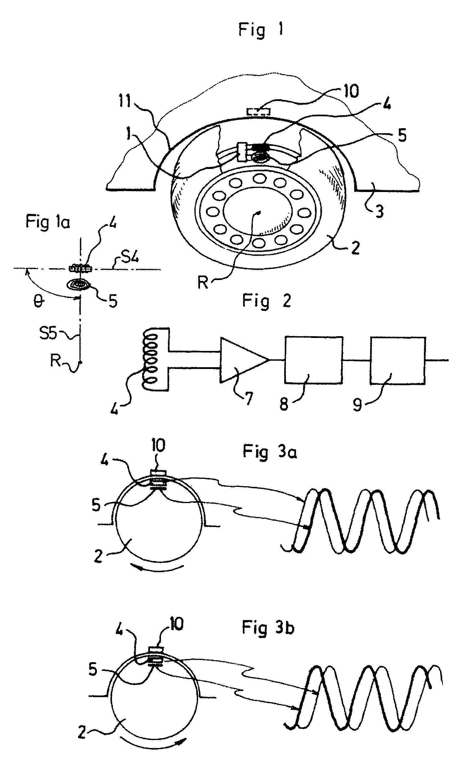 Method and device for locating the position, on the right or on the left, of a wheel of a vehicle