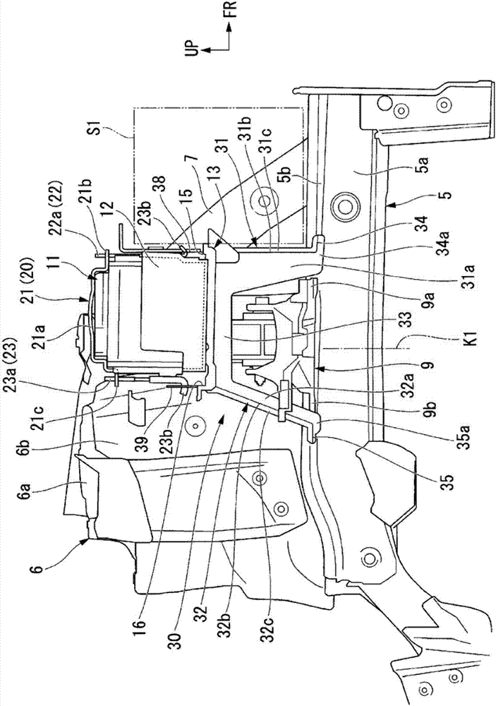 Automobile battery mounting structure