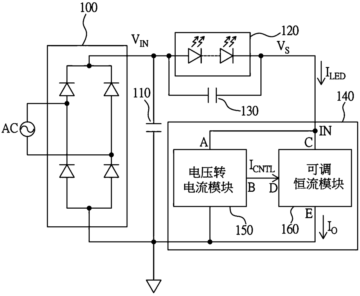 Constant power LED driver