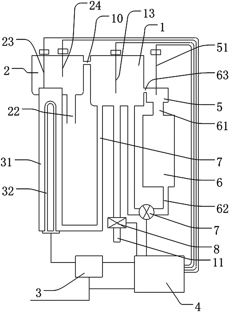 Water boiler with liquid level stabilizing function