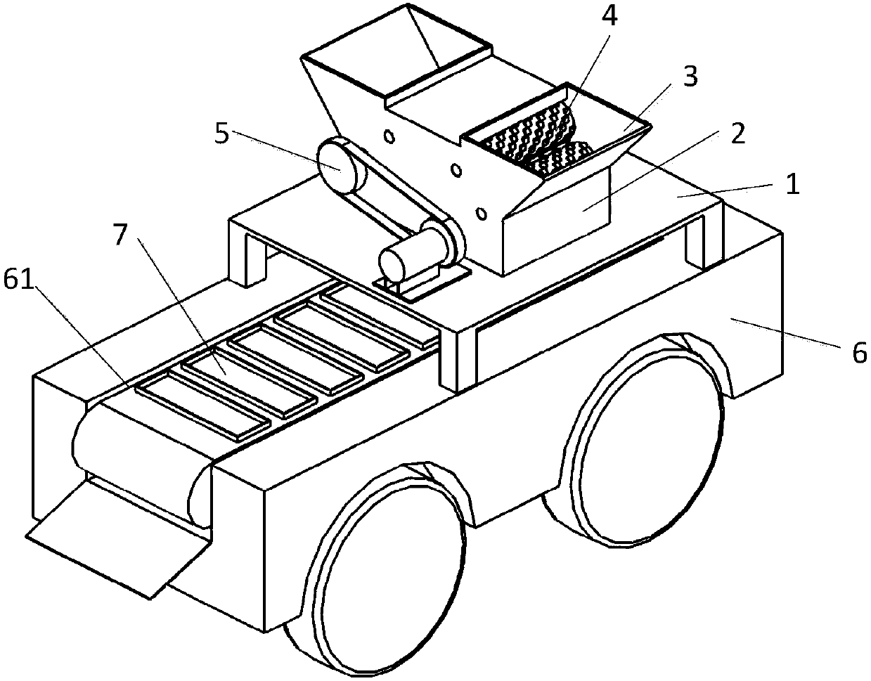 Wood crushing vehicle