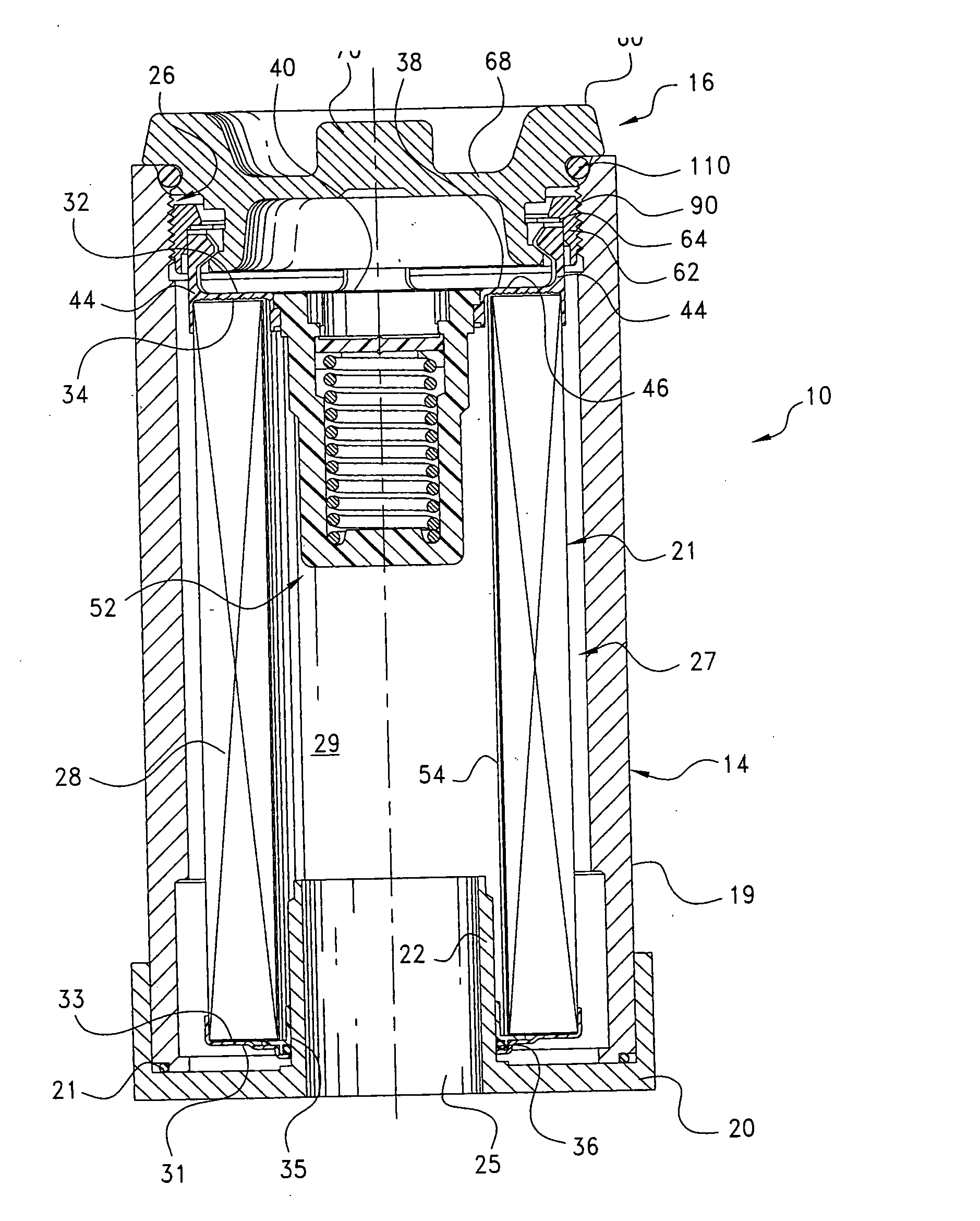 Filter assembly with slip thread