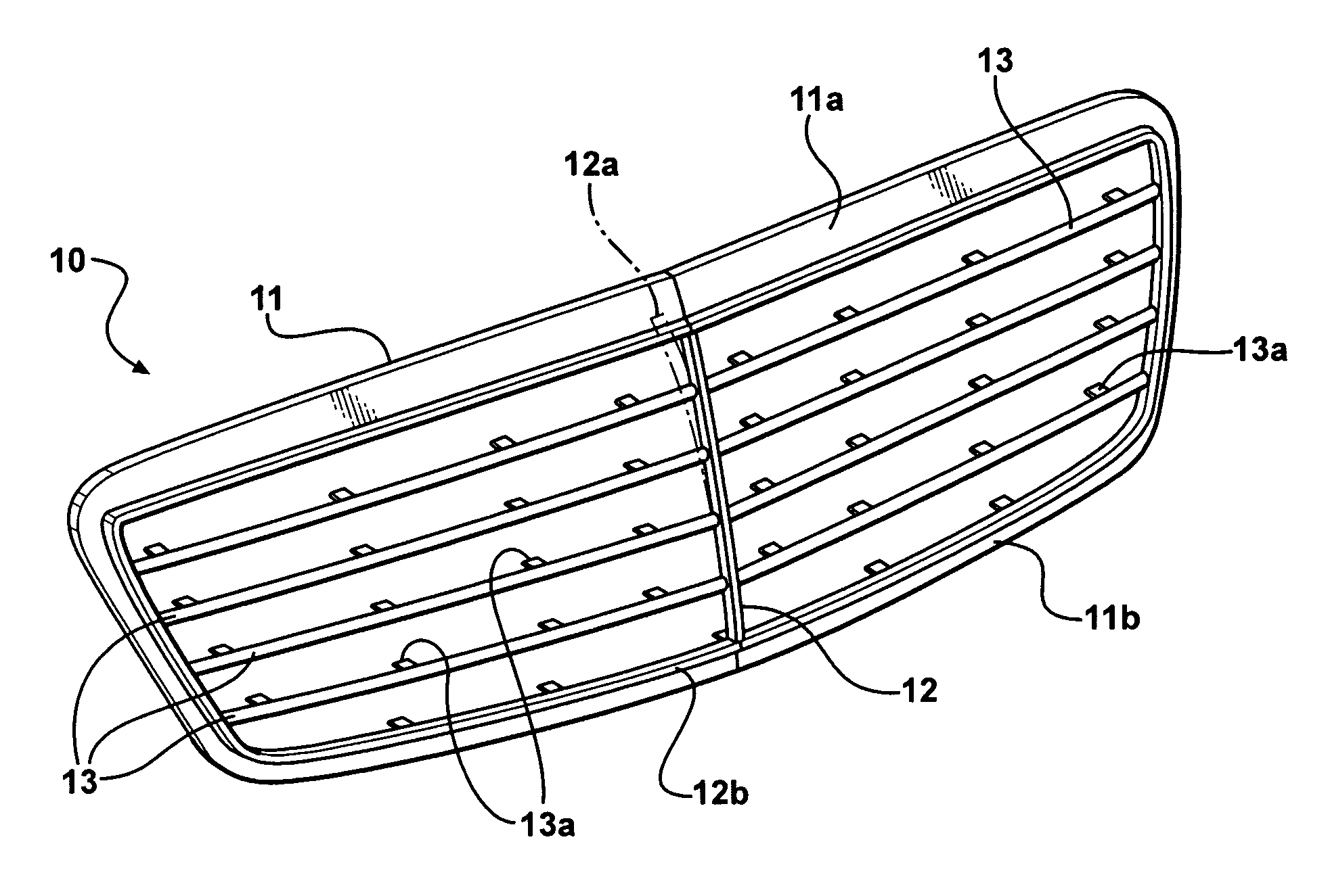 Radiator grille for mounting in a radiator grille arrangement and method of producing it