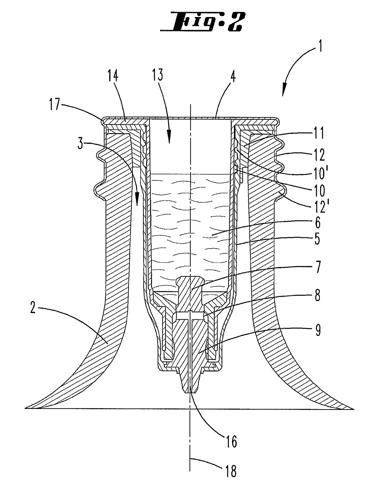 Mixing/closure device for a container