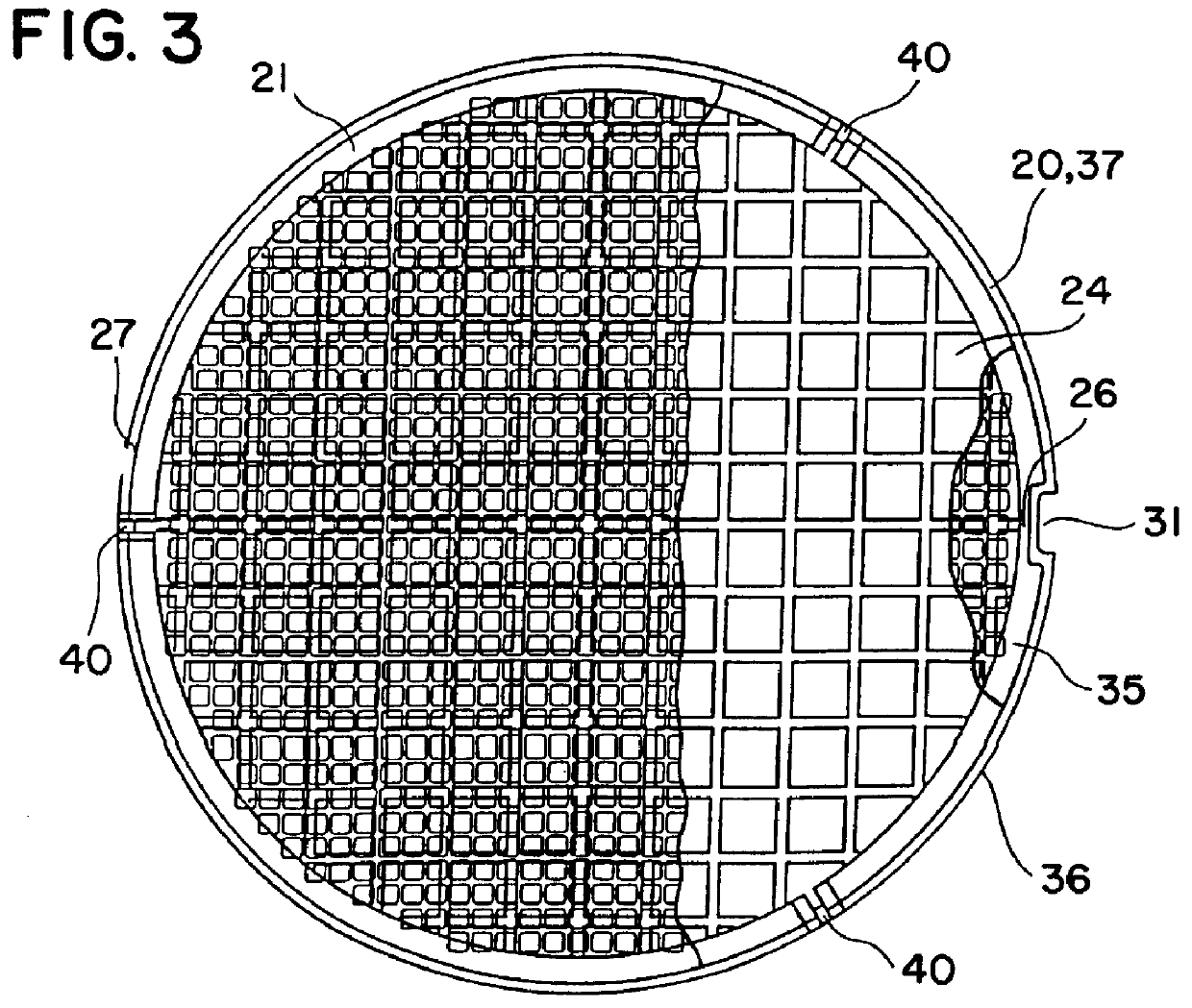 Device for measuring the mass of a fluid element