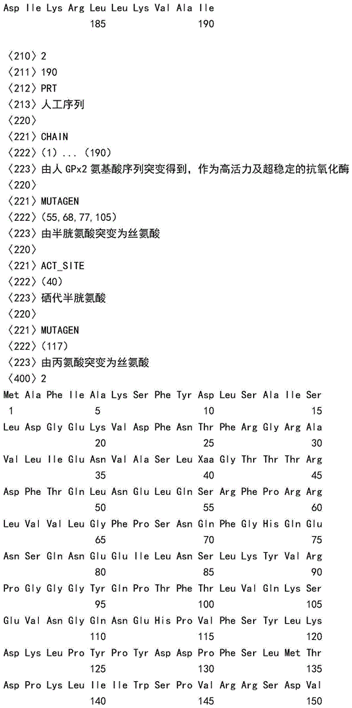 Glutathione peroxidase GPX2 mutant containing serine and preparation method of mutant