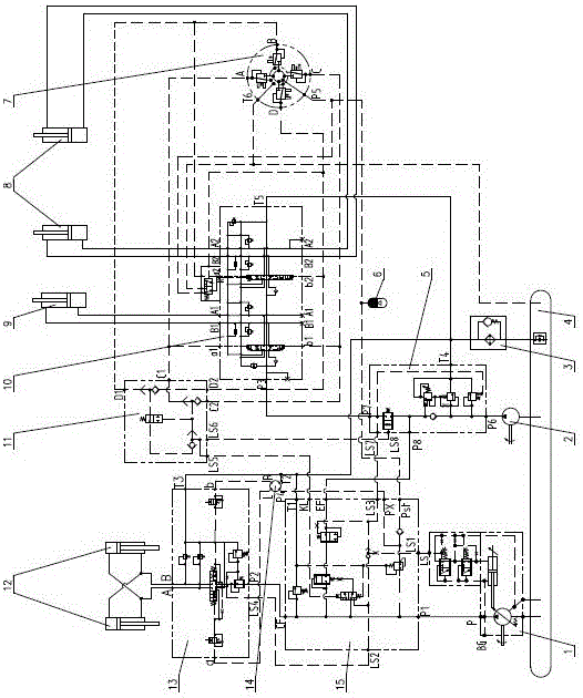 Quantitative/variable hydraulic system of load-sensitive loader