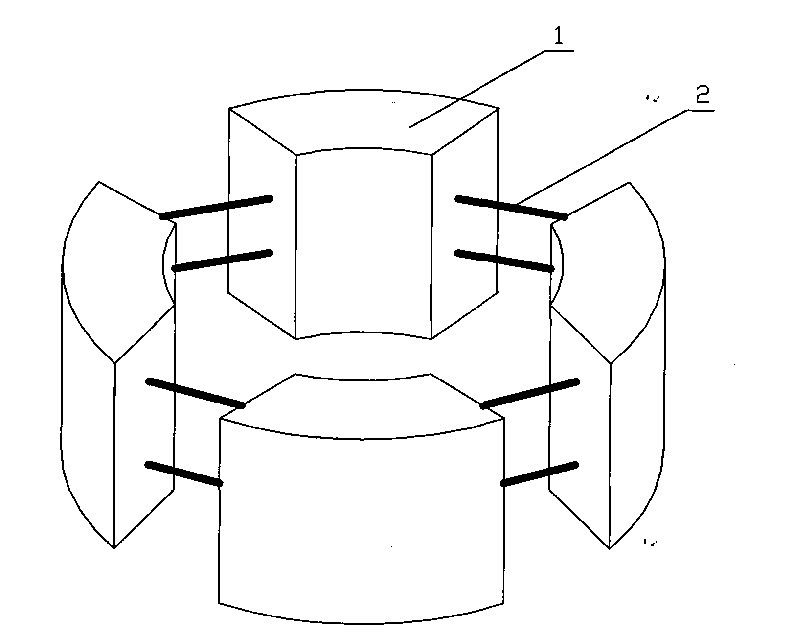 Construction method for adjustable arc-shaped beam cylindrical node assembling clamp