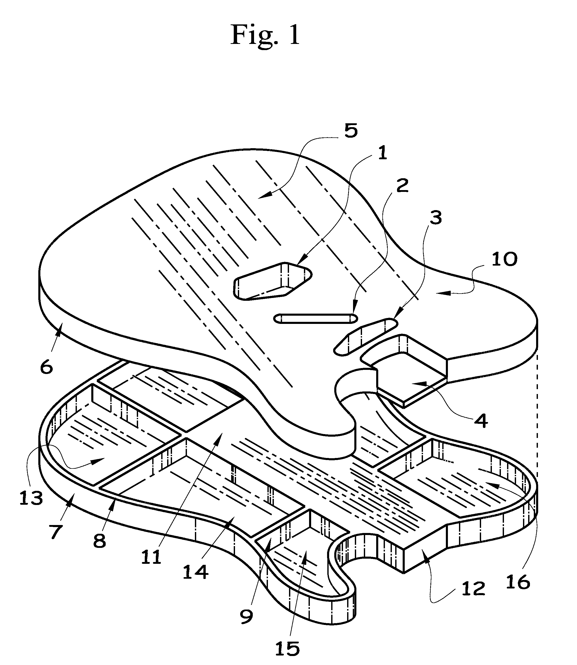 Multiple contiguous closed-chambered monolithic structure guitar body