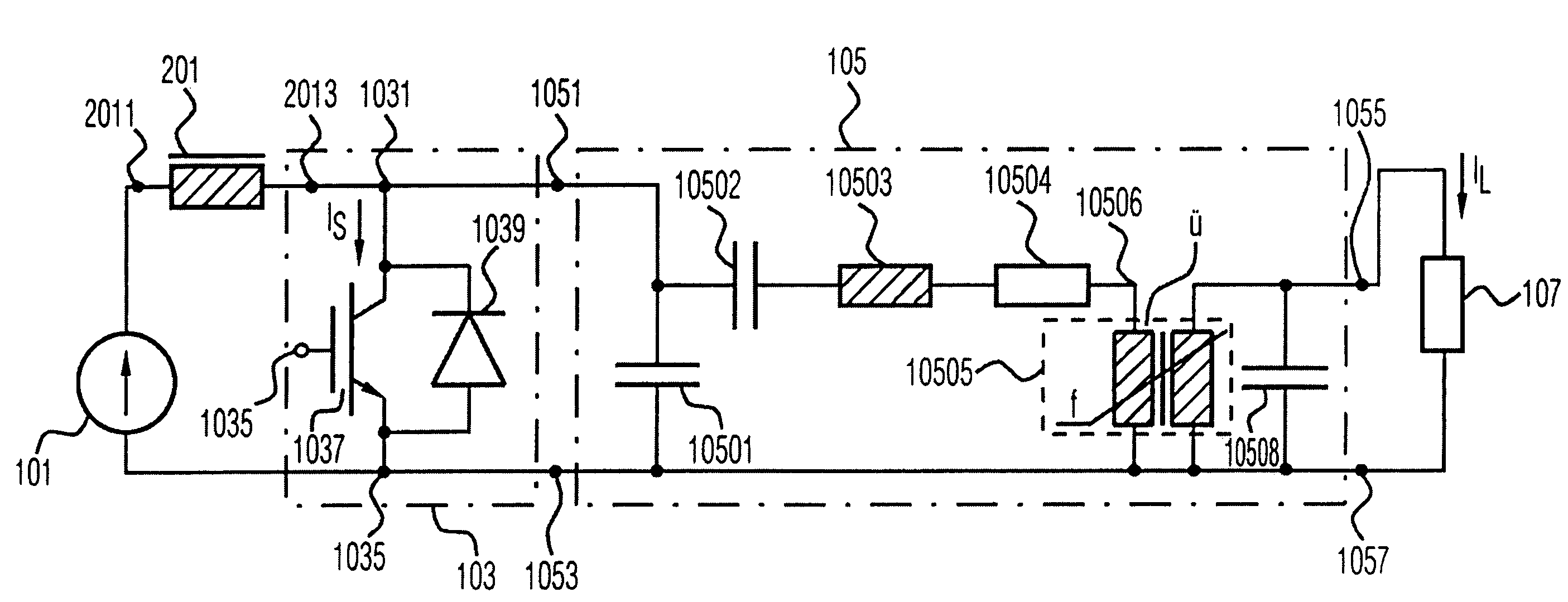 Resonance converter with voltage regulation and method of driving variable loads