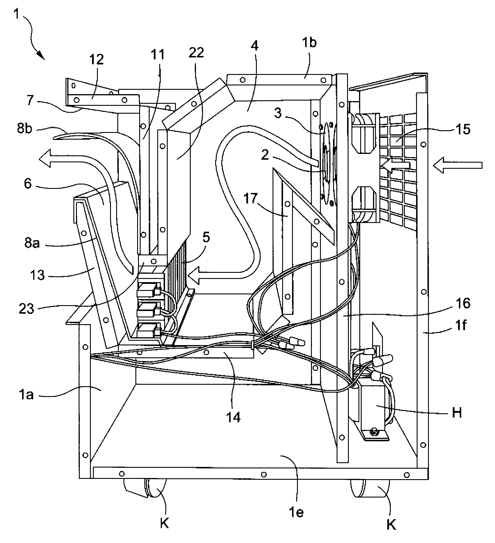 Hot-air type heater apparatus