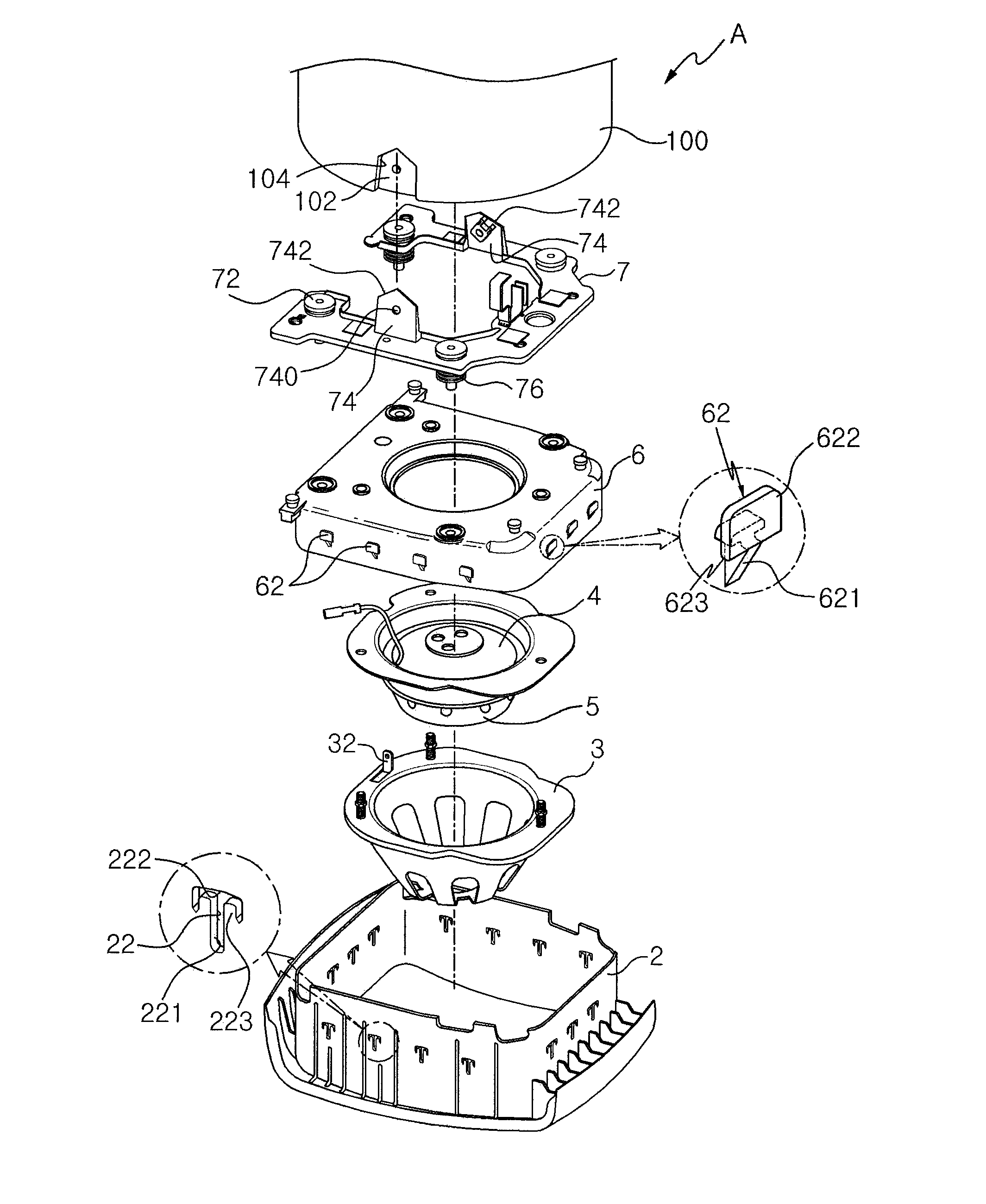 Driver's airbag module assembly structure