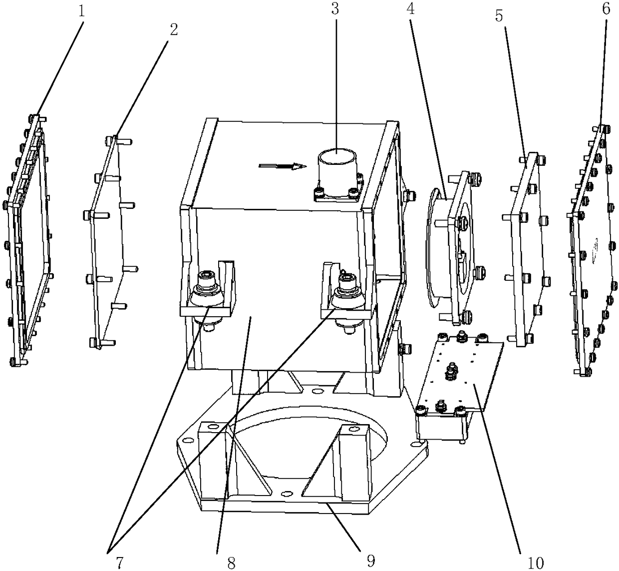 Four-point vibration damping system for fiber optic rate gyroscope of launch vehicle