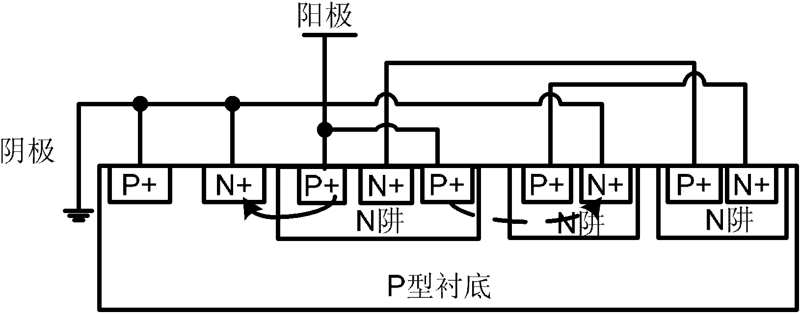 Controlled silicon device provided with secondary conductive path and triggered with help of diodes