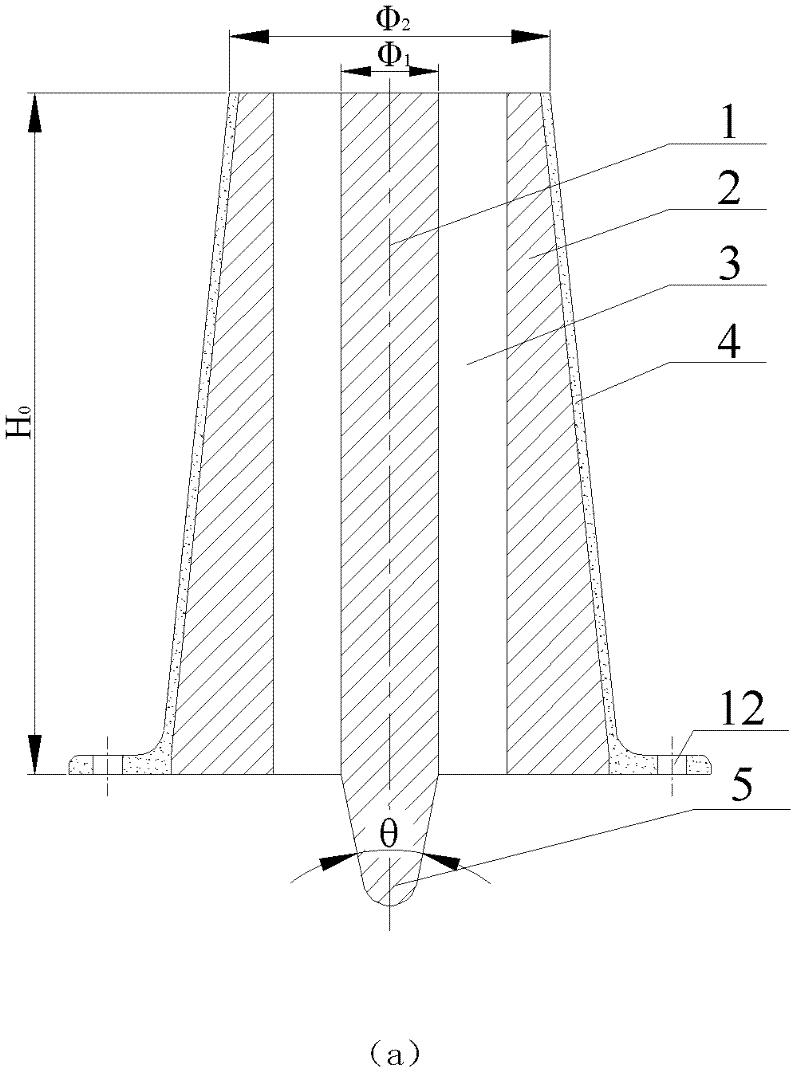 A device for blowing and spraying powder at the bottom of a ladle in a cyclone-protected gas storage chamber