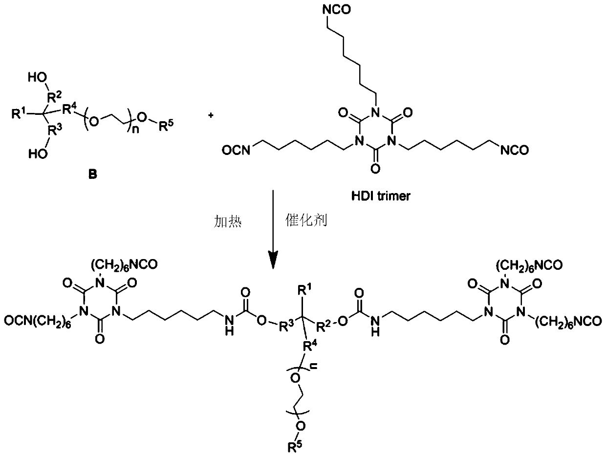 High-crosslinking-density water dispersible nonionic isocyanate curing agent and preparation method thereof