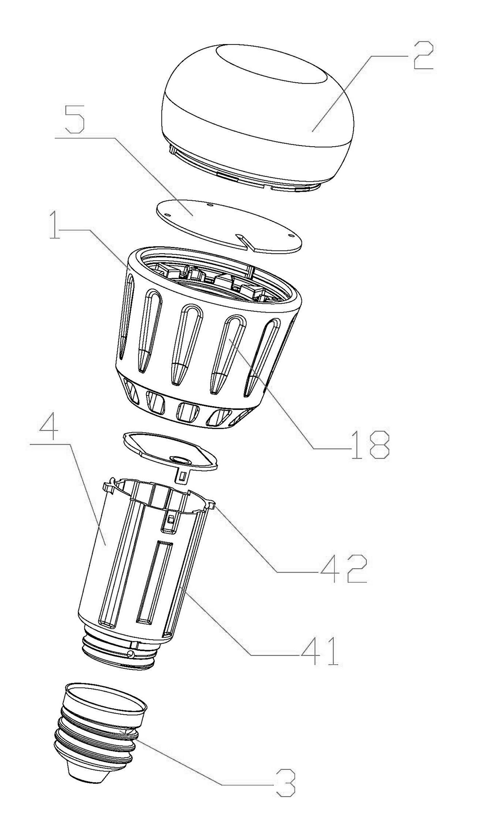 Radiating type bulb based on lamp body inner and outer surface multi-layer heat dissipation and air circulation convection