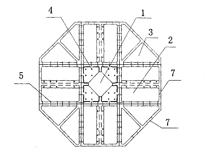 Prefabricated precast concrete tower crane foundation in the shape of bolt connecting box