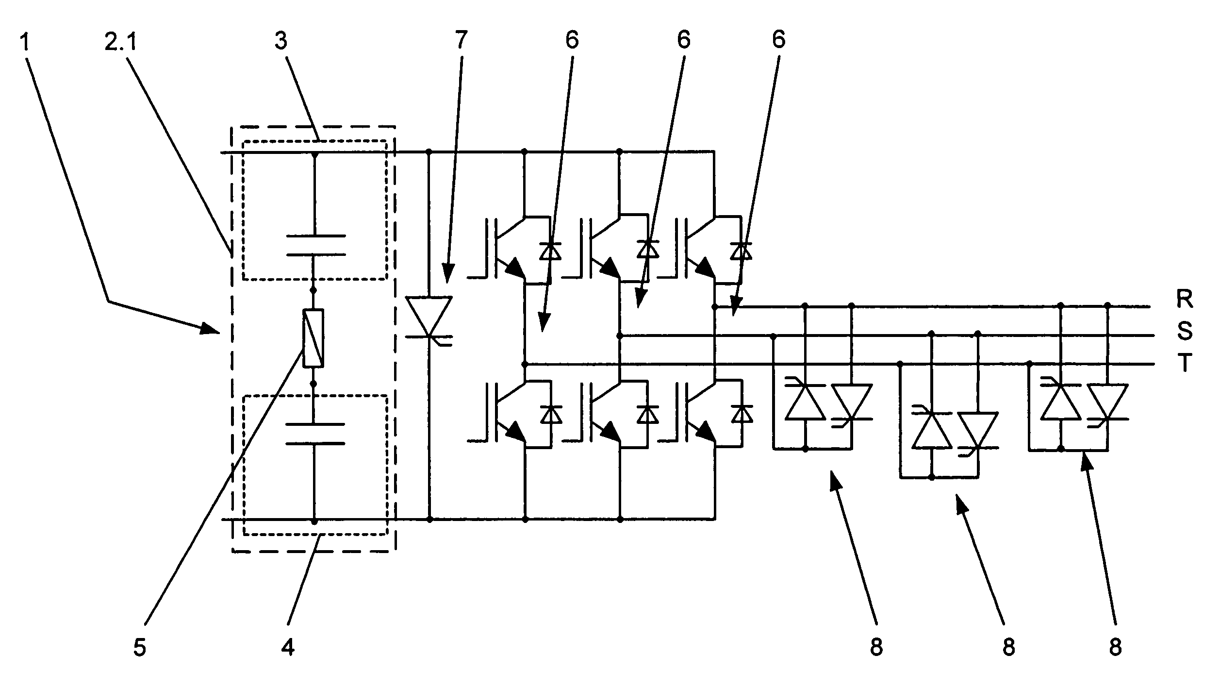 Converter circuit with short-circuit current protection