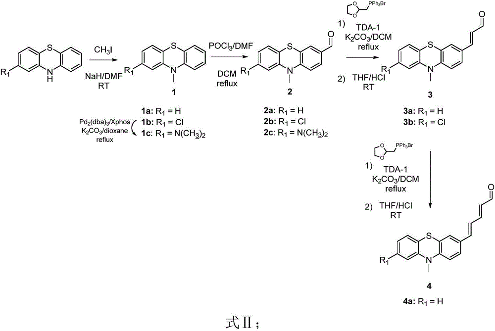 Novel phenothiazine derivative and preparation method and application thereof