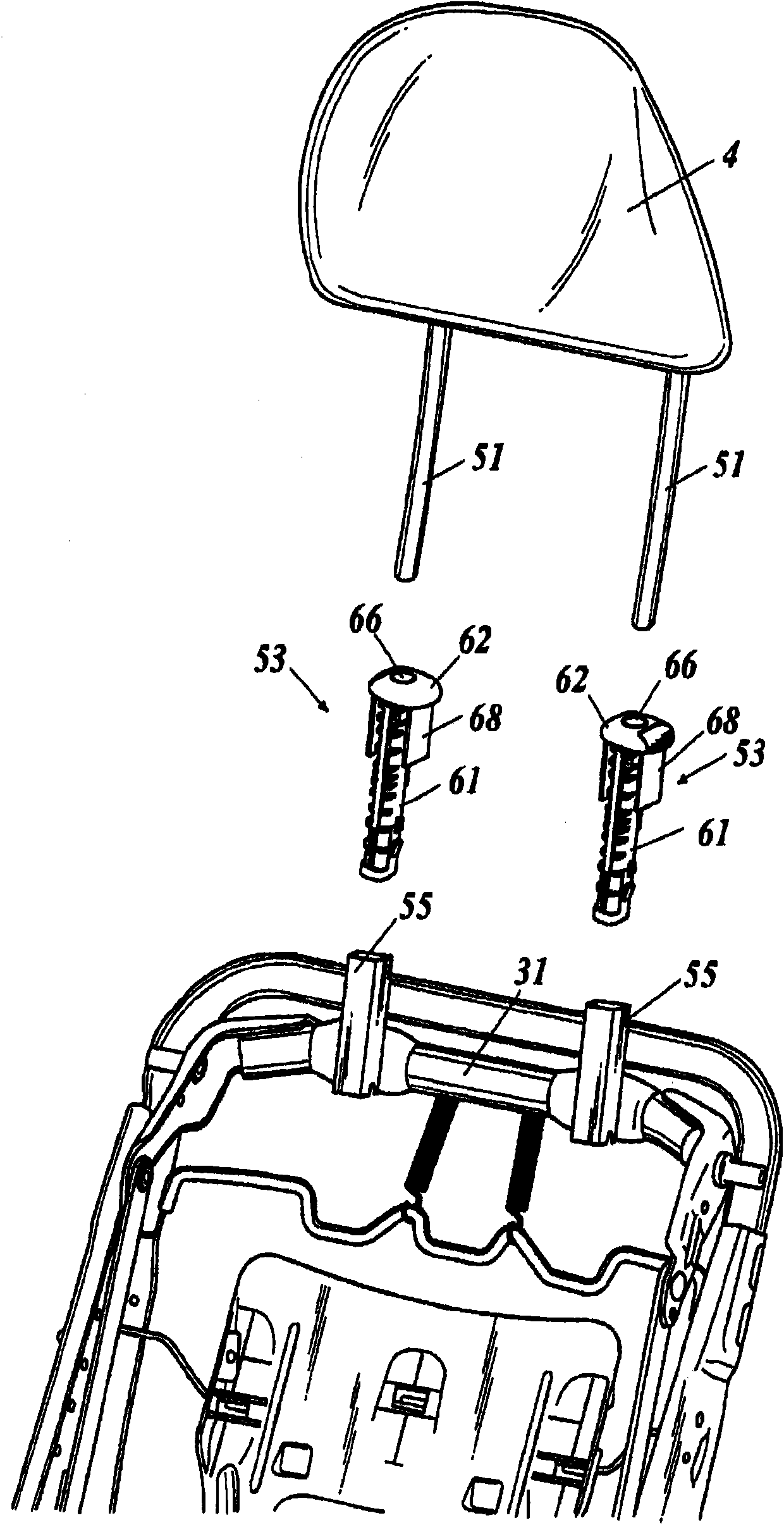 Headrest support structure