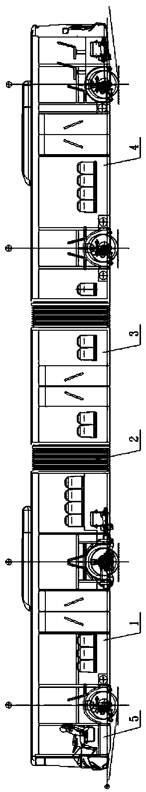 Automatic tracking articulated bus with suspended container