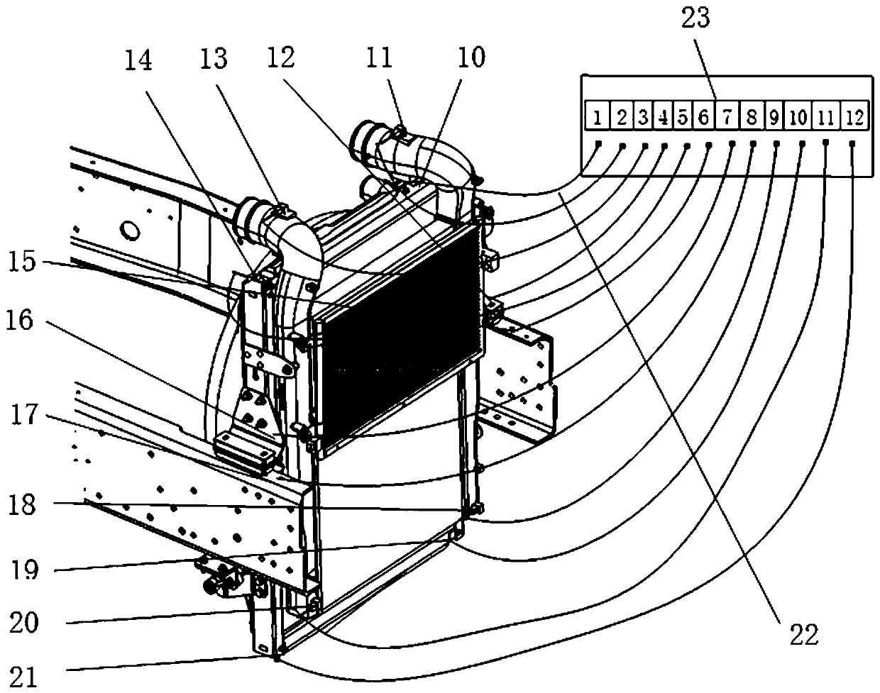 Truck cooling module suspension system performance test and evaluation method