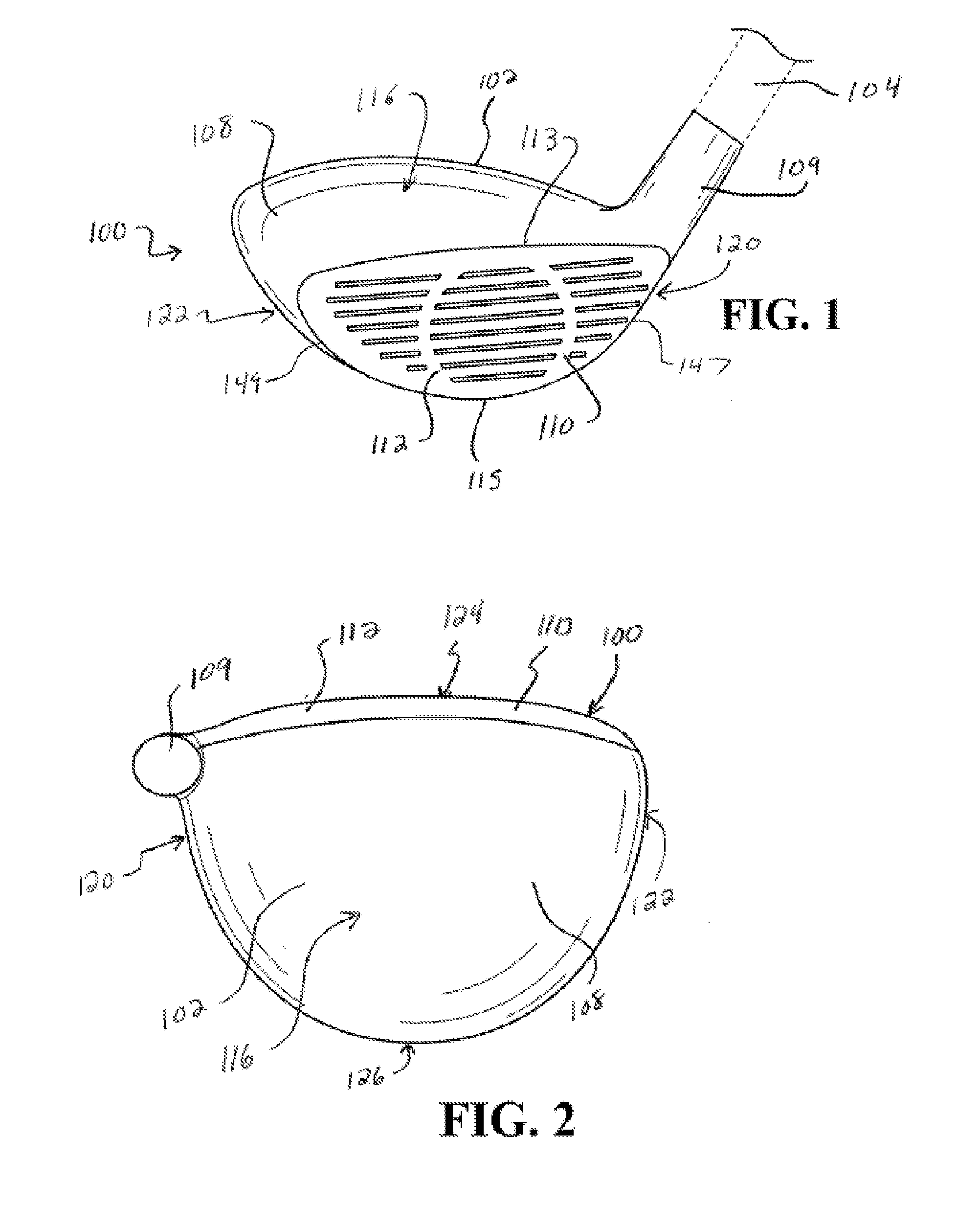 Golf Club Head or Other Ball Striking Device Having Impact-Influencing Body Features