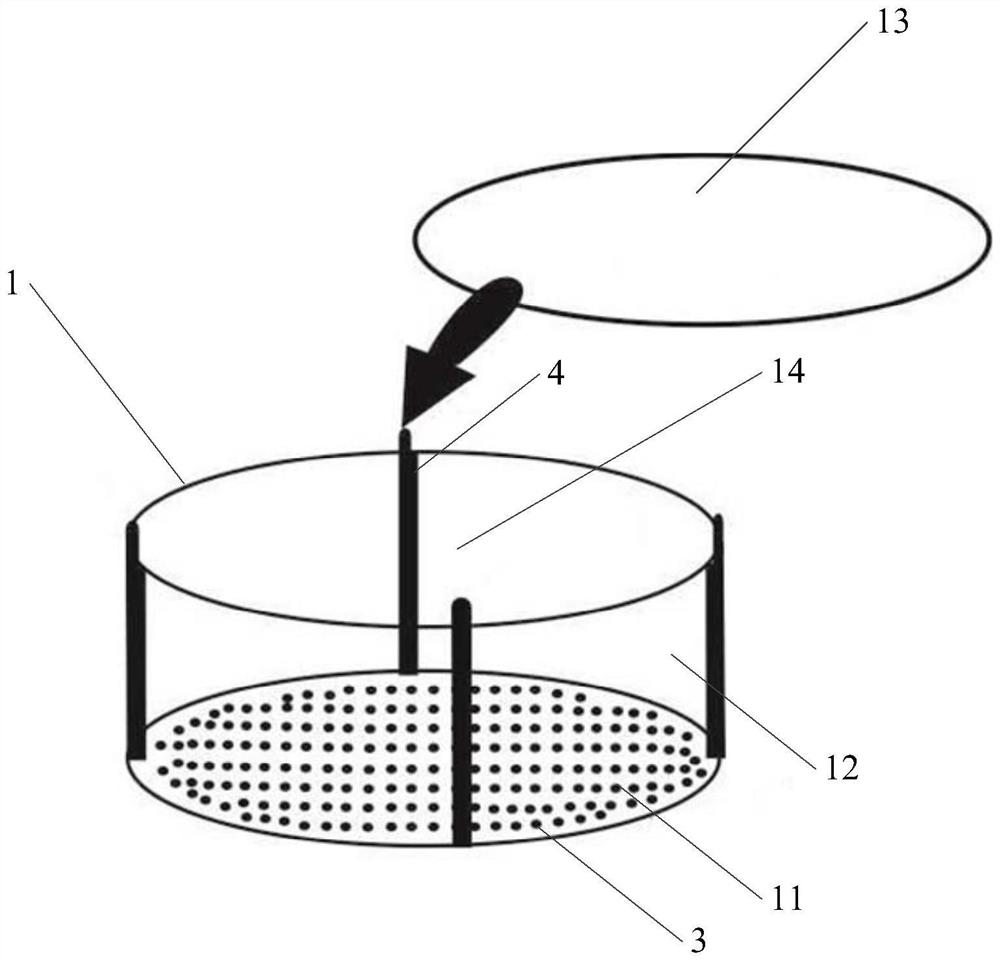 Rock debris sample containing device and rock debris casting slice making method using same