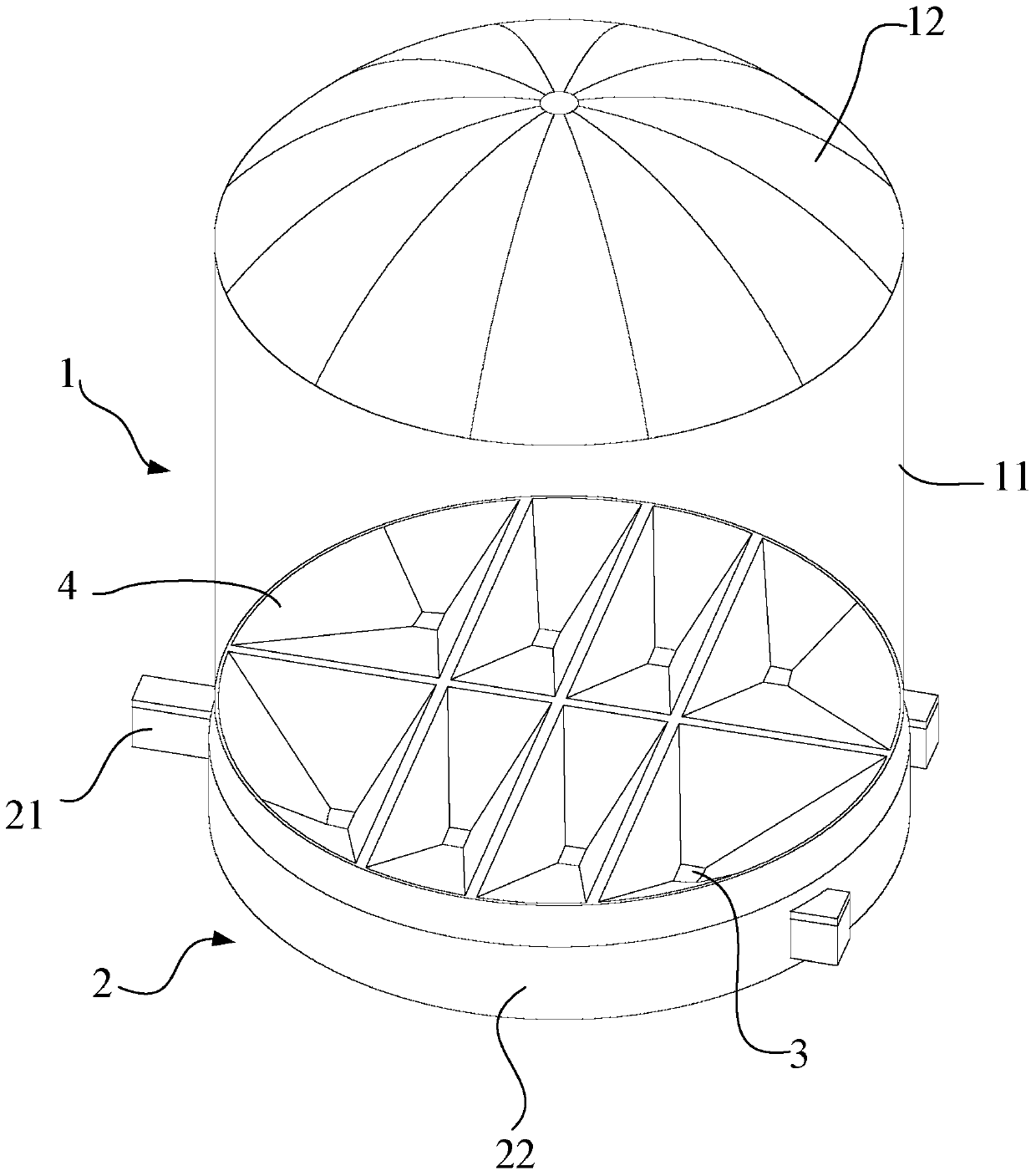 Arch breaking system for powdery materials in energy-saving and environmentally friendly storage equipment