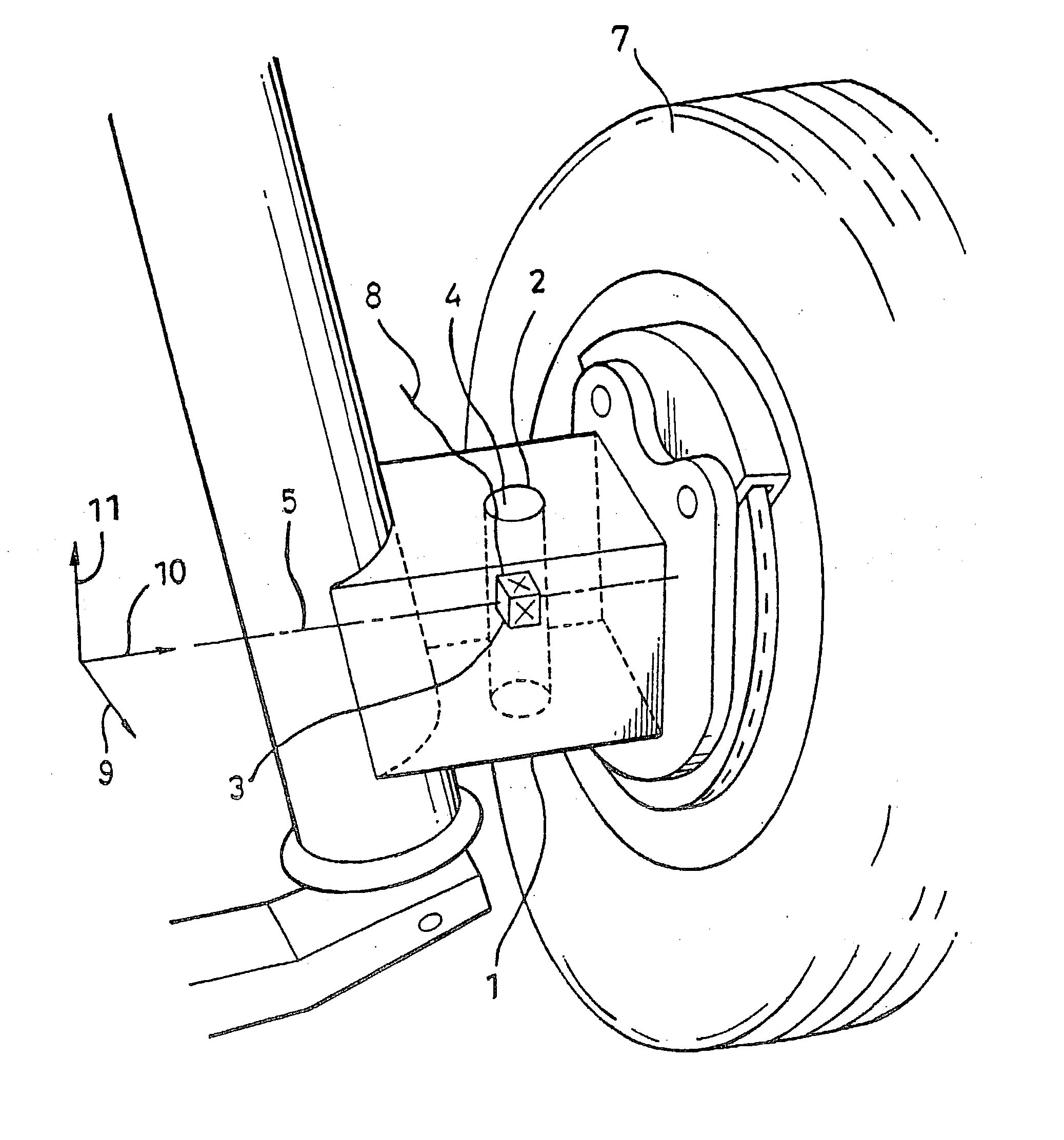 Wheel action force detector for detecting axle forces absent brake torque