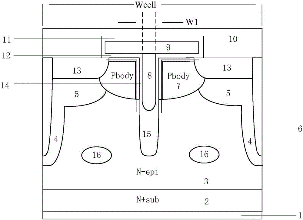 T-type grooved gate MOSFET (Metal Oxide Semiconductor Field-effect Transistor)