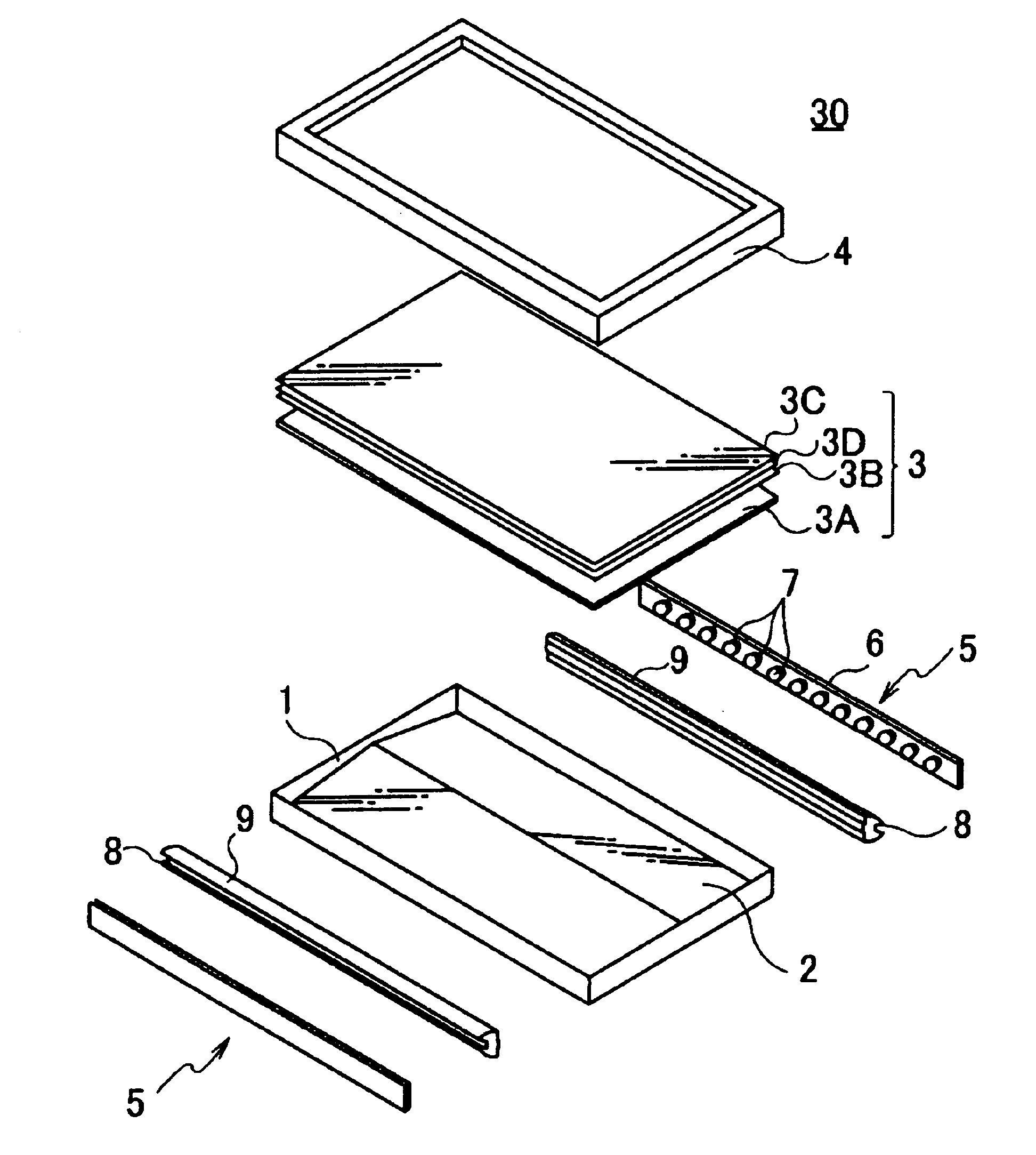 Hollow type planar illuminatng device