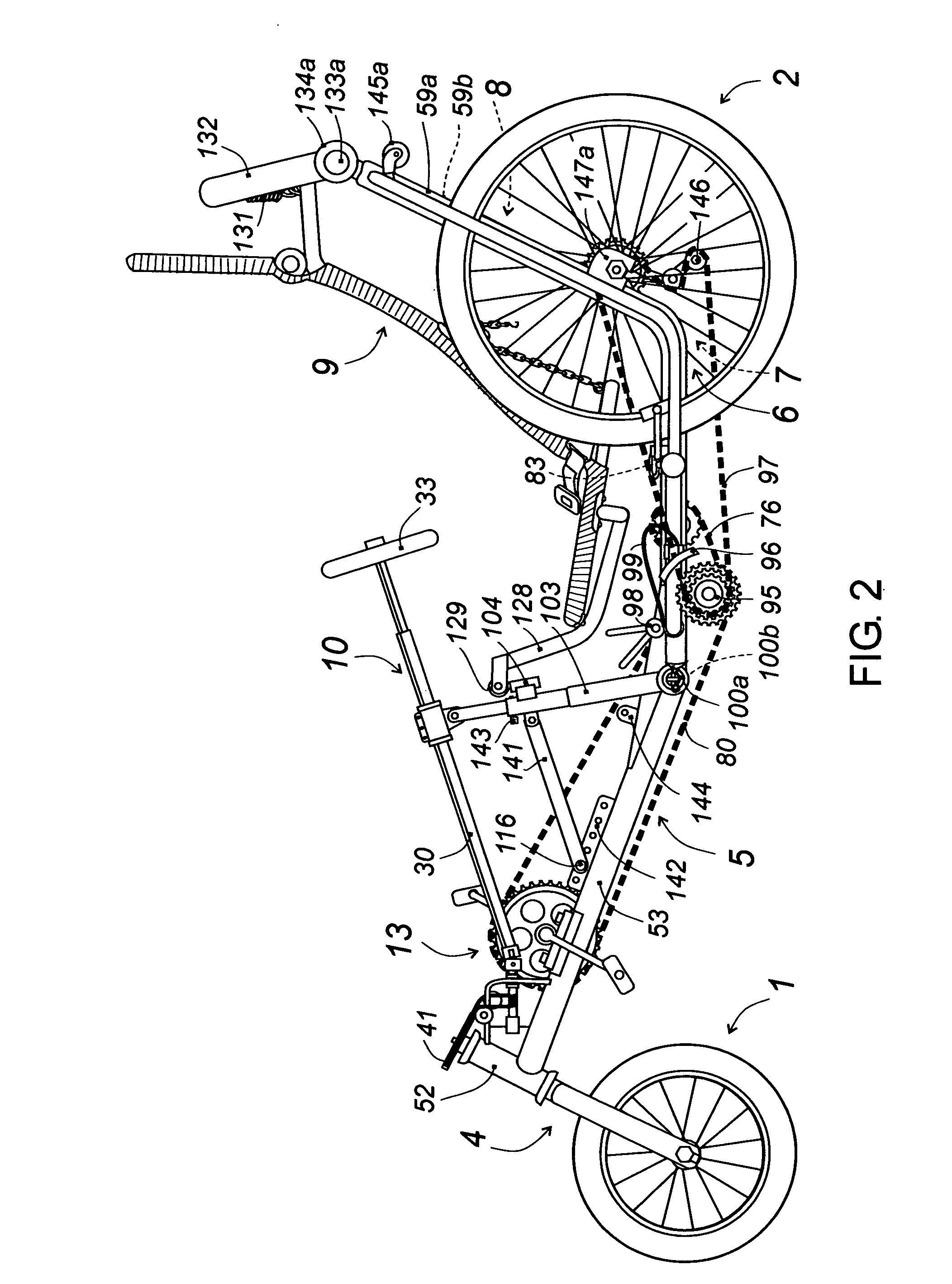 Folding recumbent vehicle