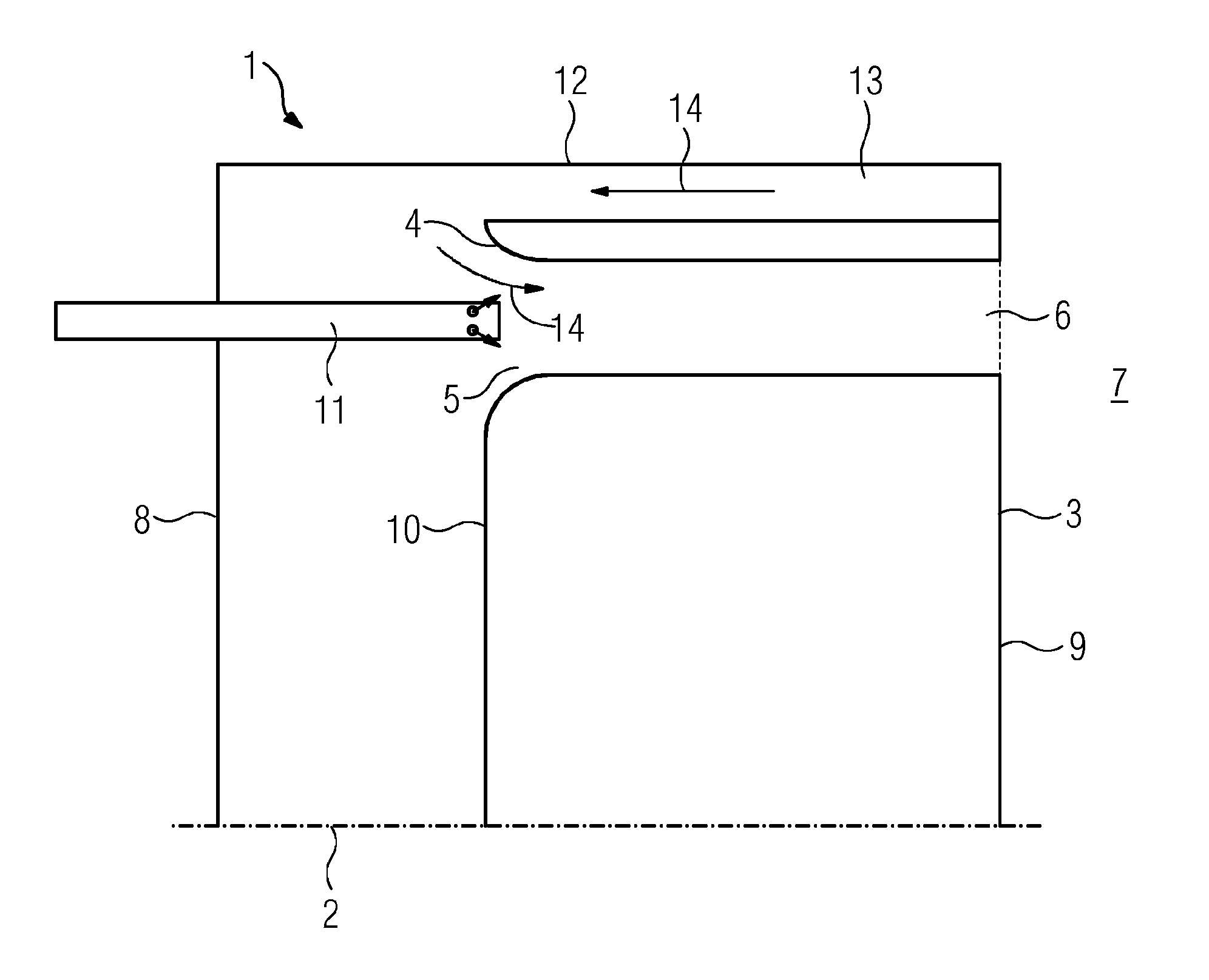 Jet burner with cooling duct in the base plate