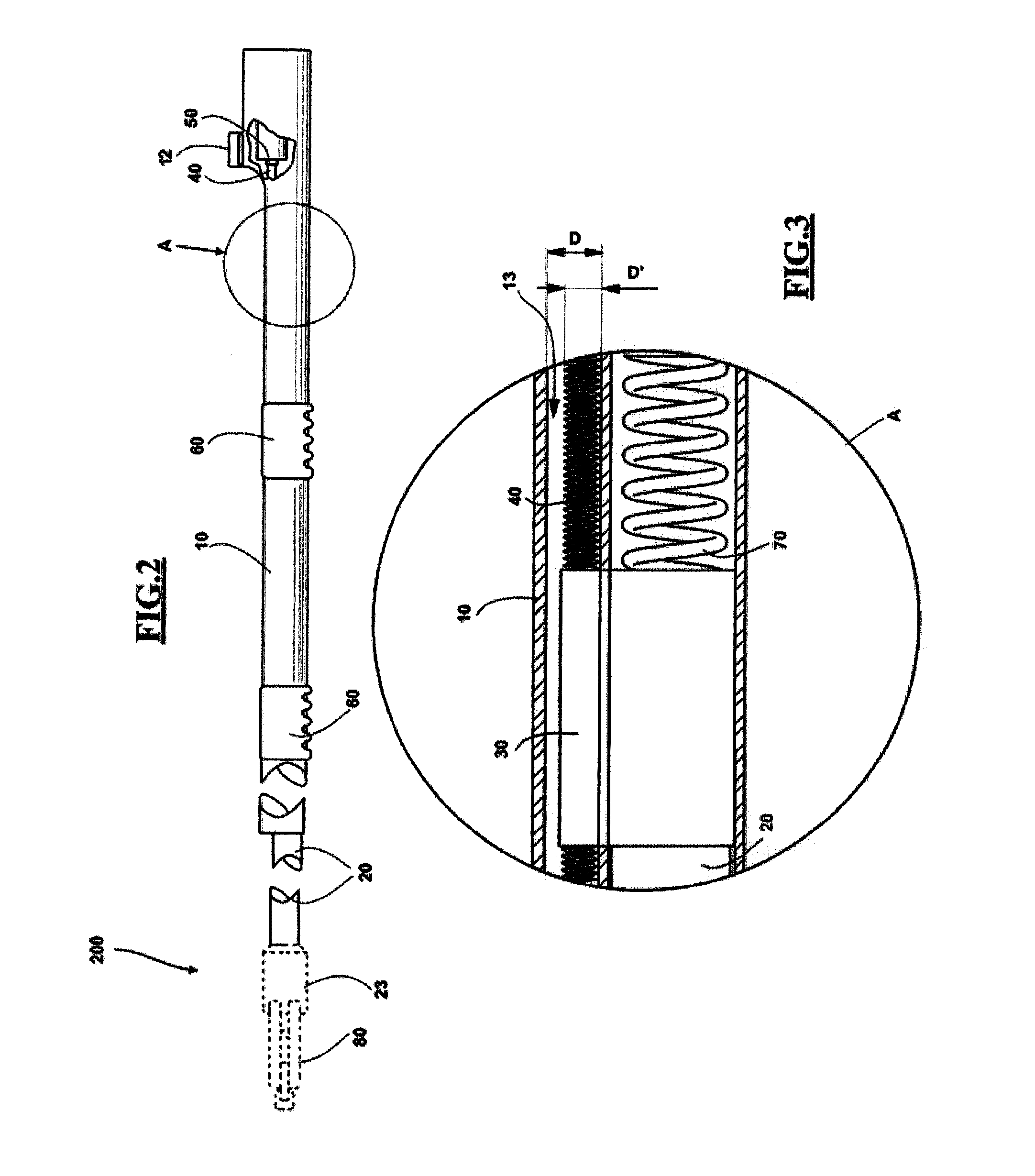 Telescopic rod for handling a tool