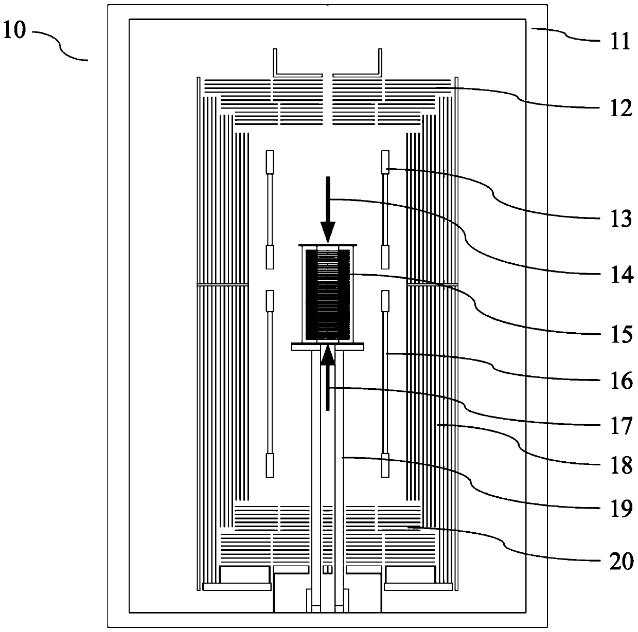 Heating device for preparing high-quality aluminum nitride templates on large scale and preparation method