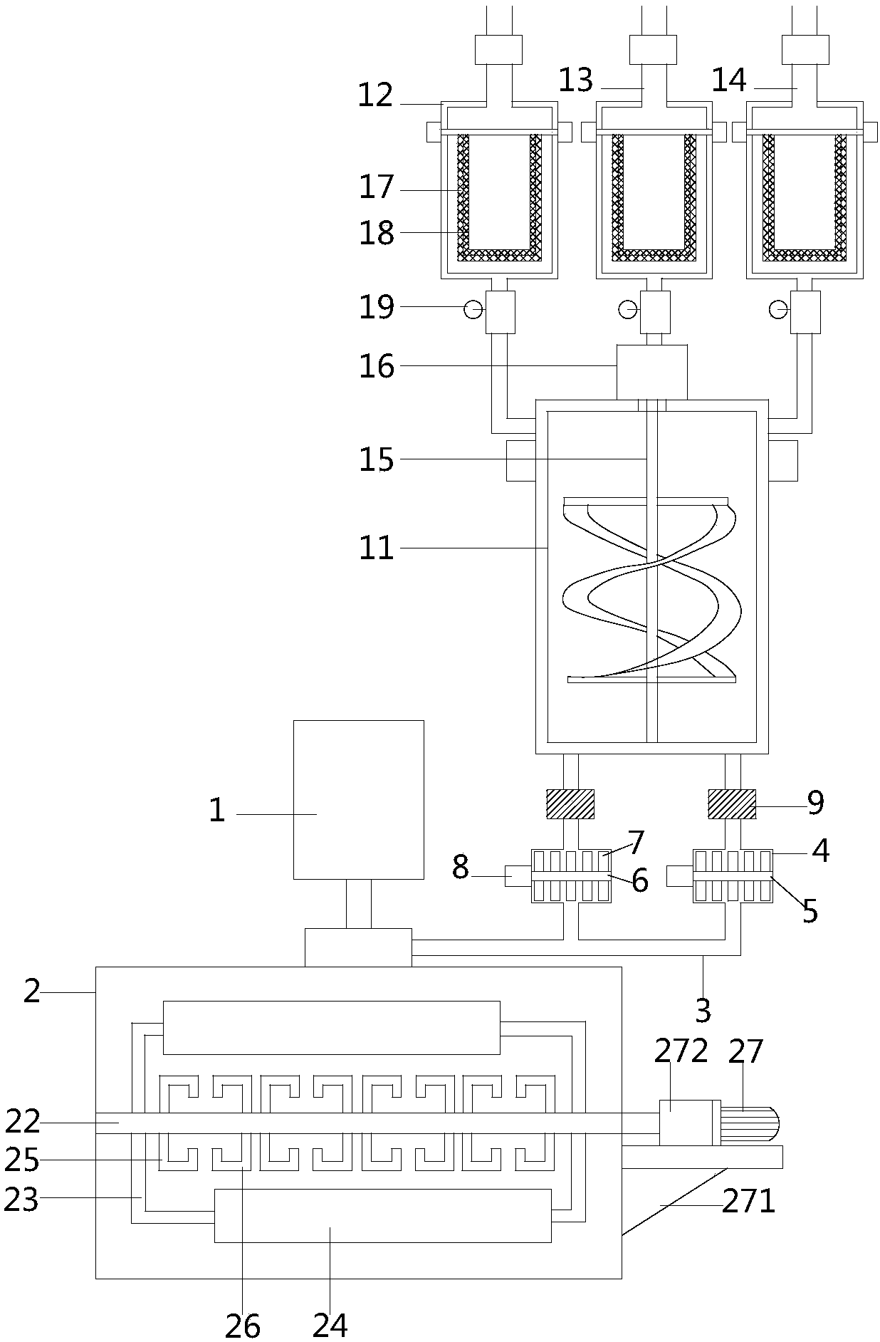 Ink mixing and filtering device of printing machine