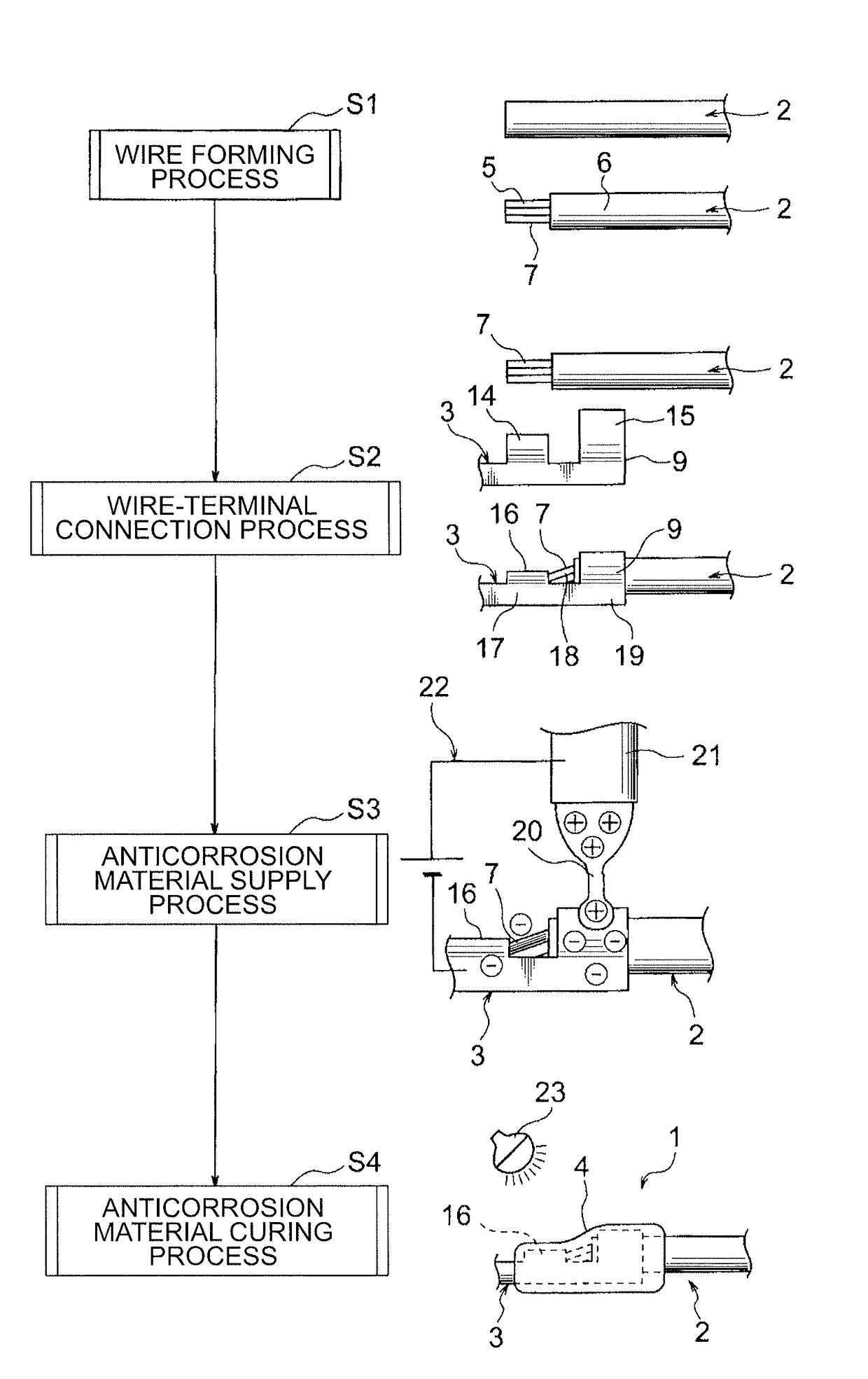 Terminal with wire, manufacturing method of terminal with wire, and wire harness