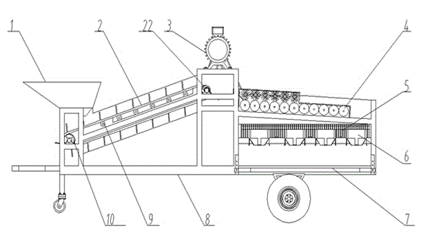 Movable potato automatic grading bagging machine