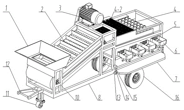 Movable potato automatic grading bagging machine