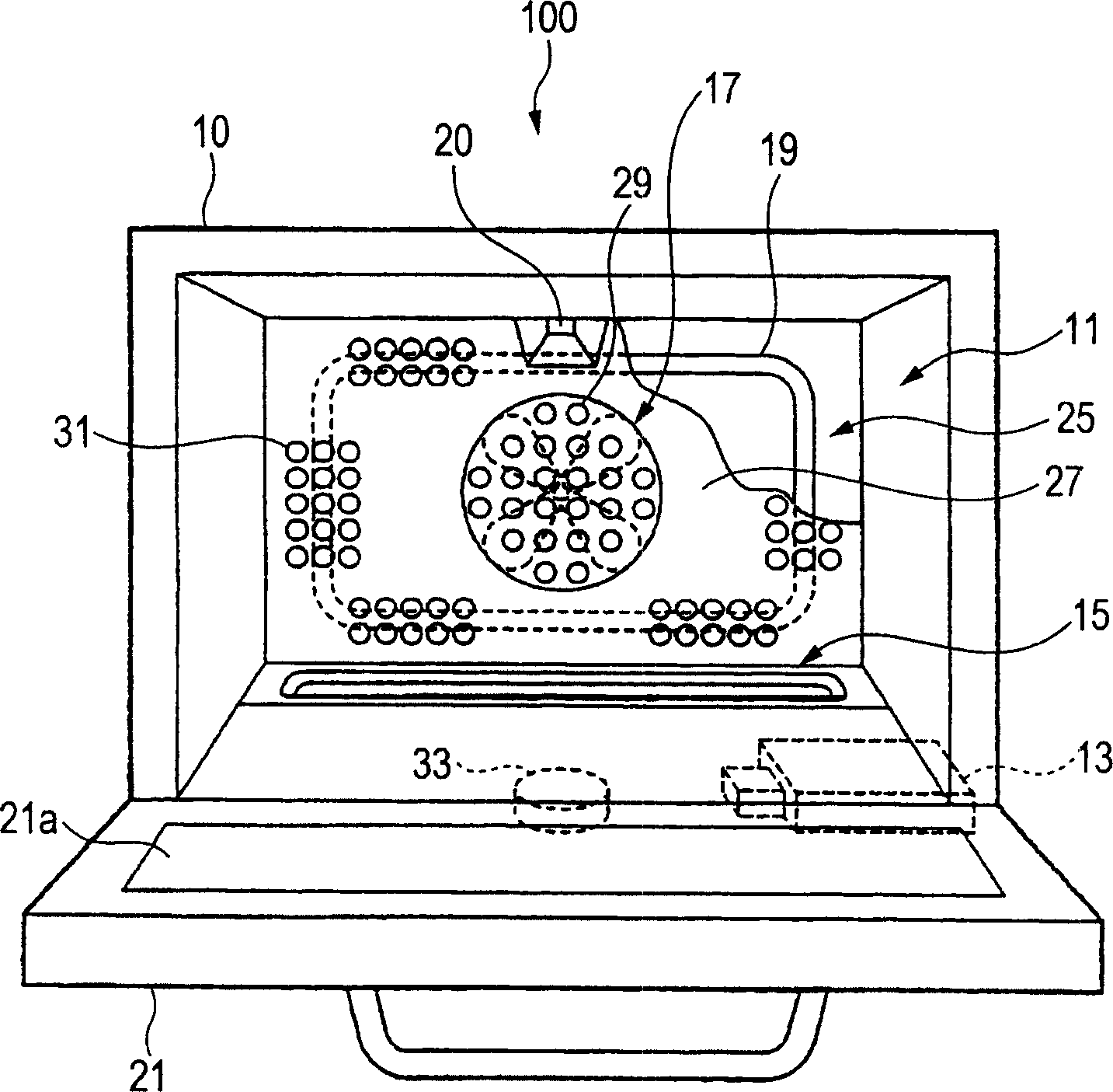 High-frequency heating device with steam generating function