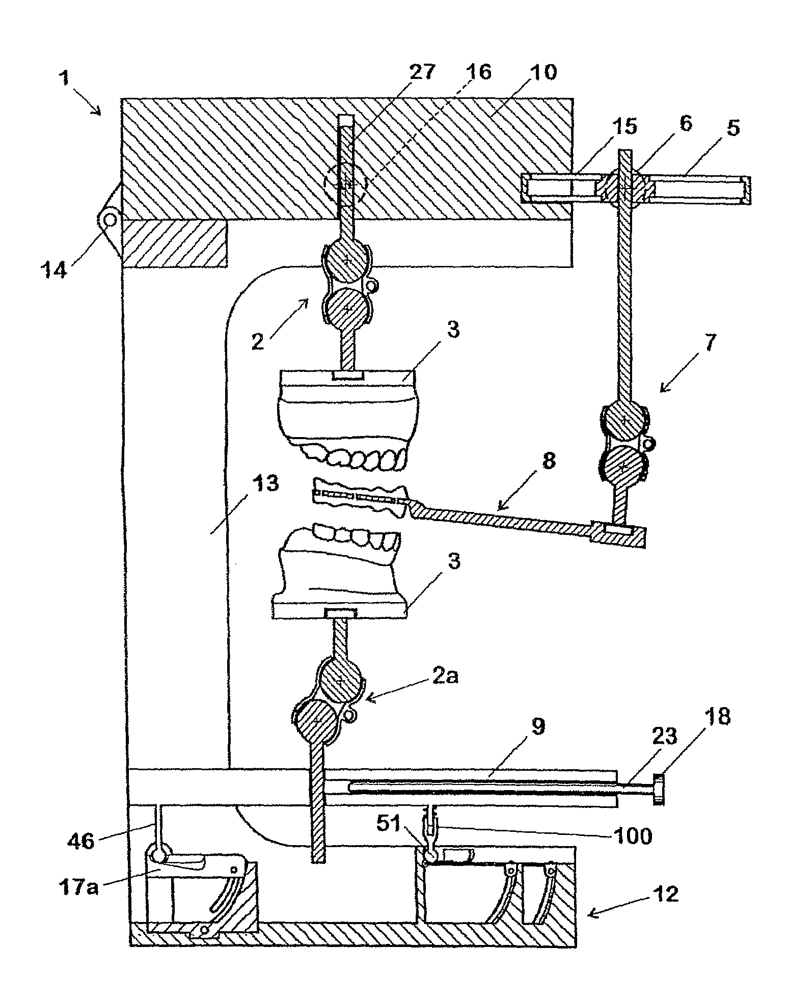 Dental articulator for positioning the arcades without the use of plaster