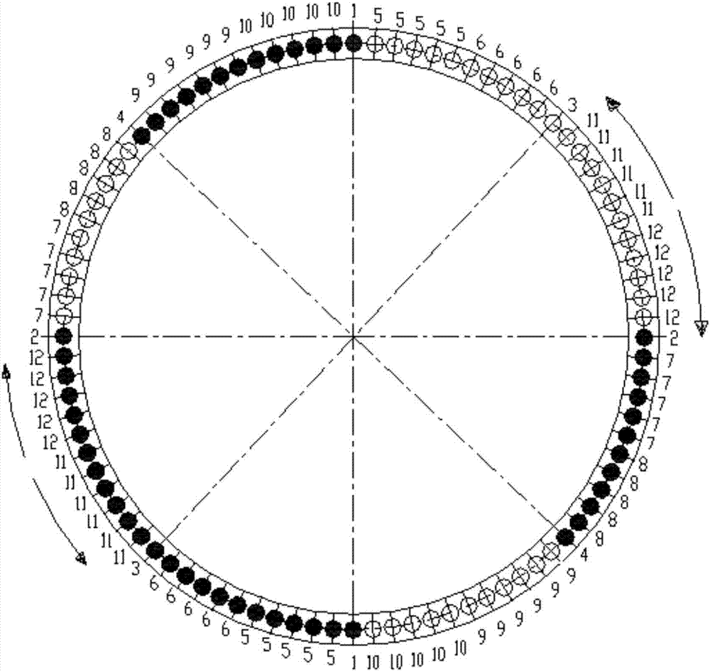 Wind turbine generator variable-pitch bearing bolt tightening method