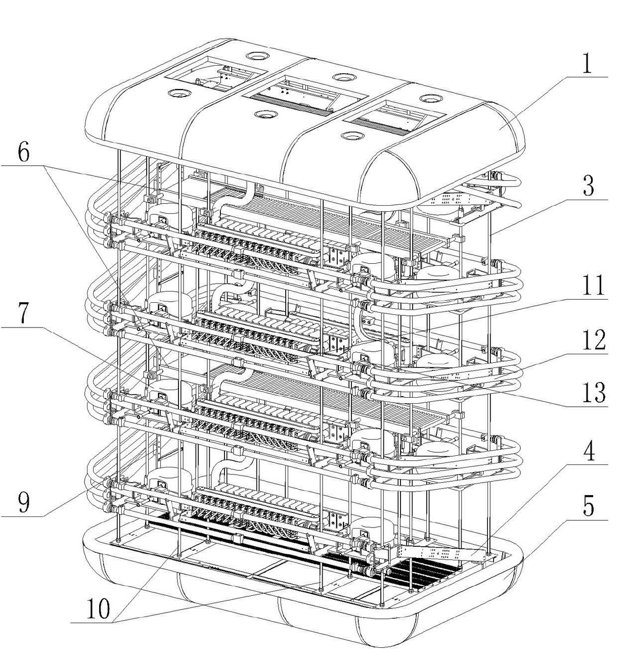 Thyristor converter valve tower for high voltage direct current transmission