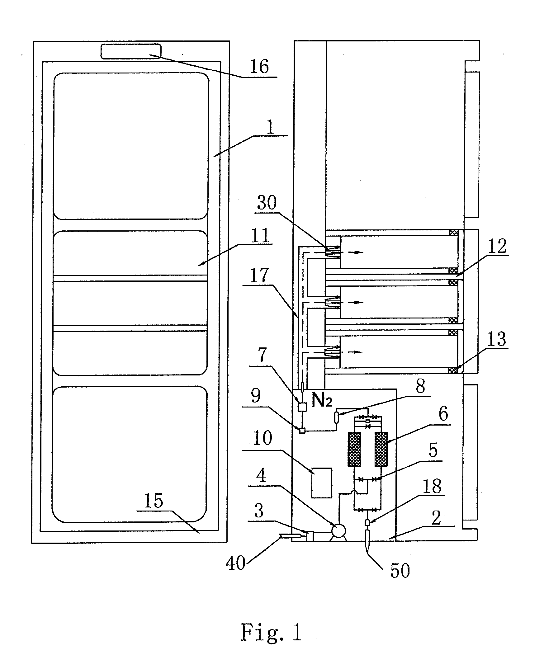 Refrigeration and freezing device with fresh-keeping function by supplying nitrogen