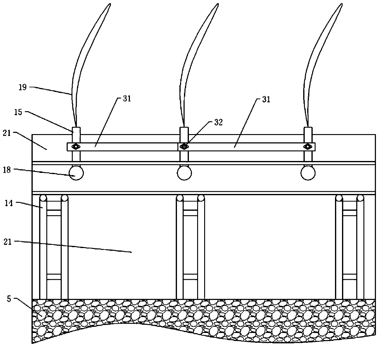 Clamp for burying water stop belt in tunnel inverted arch