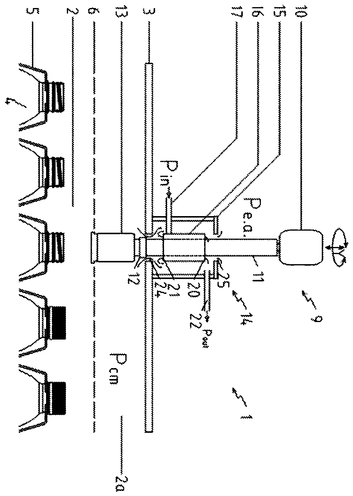 Devices for filling and/or closing containers with drive shaft purge cartridges