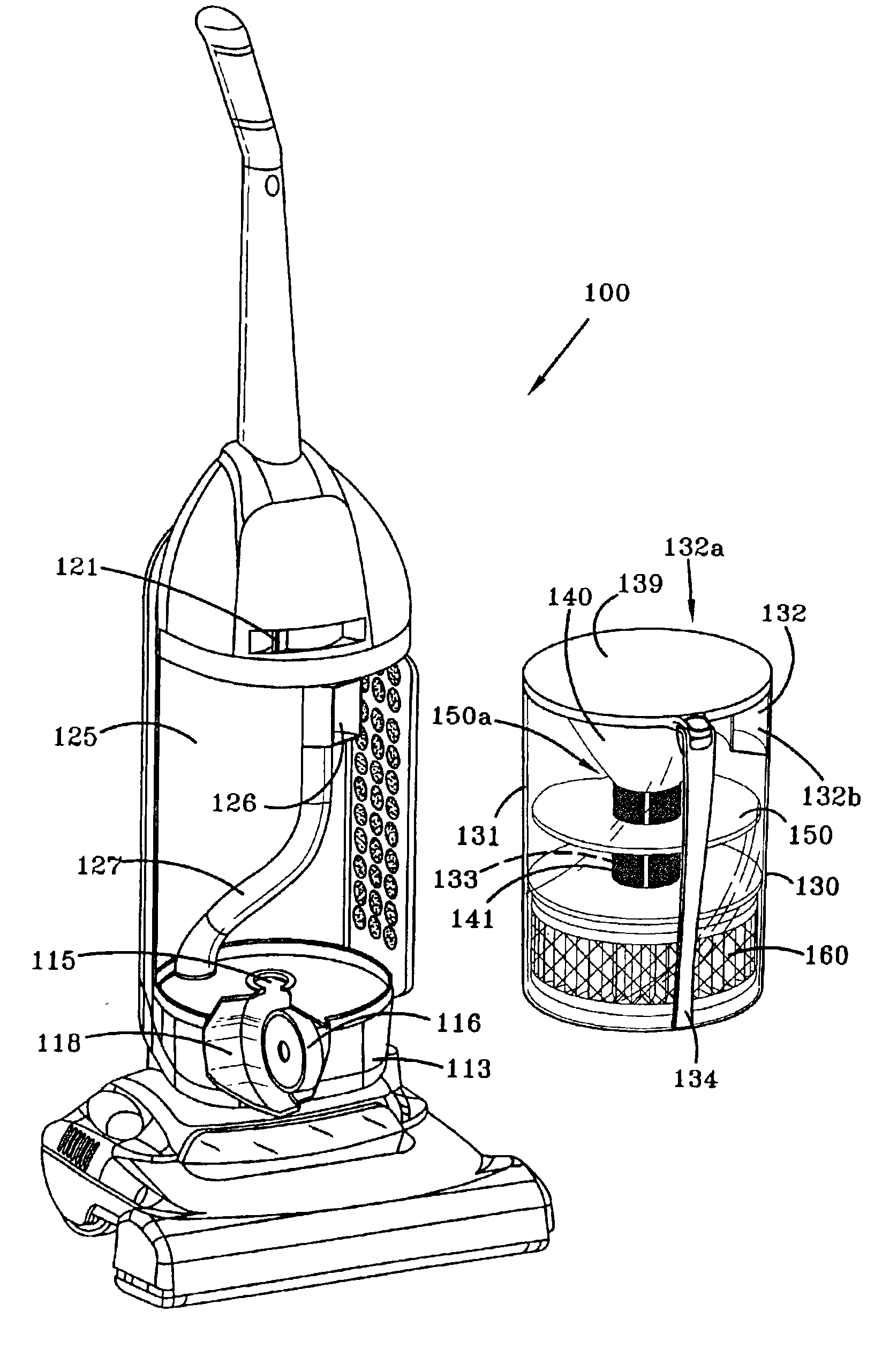 Dirt collecting system for a floor care appliance